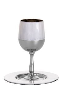 Kiddush Cup with Tray White