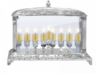 Oil Menorah Glass Wall Ner Mitzvah 30244