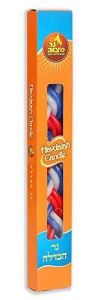 Ner Mitzvah Braided Havdalah Candle Flat Red Blue and White
