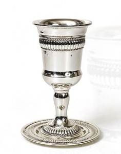Kiddish Cup&Tray With Stripes Silver plated