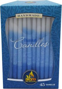 Decorated Ombre Blue White Chanukkah Candles Ner Mitzvah 28301