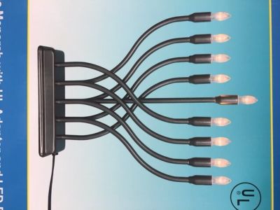 ELECTRIC MENORAH MODERN BLACK OR GREY 11.5×10