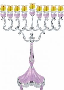 Menorah Marbleized Purple Plated Ner Mitzvah 31204
