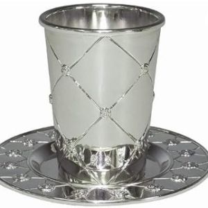 Kiddush Cup Silver Plated W/Plate 3.5″H – #KC-CA213410B