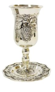 Silver Plated Kiddush Cup With Plate With Stand 6 1/4″ H – KC-CA22371B