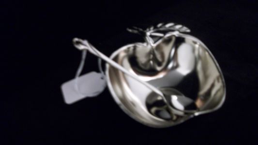 Honey Dish with Spoon Nickel Finish