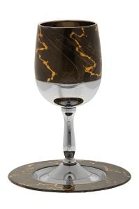 Kiddush Cup Brown with Gold Flares