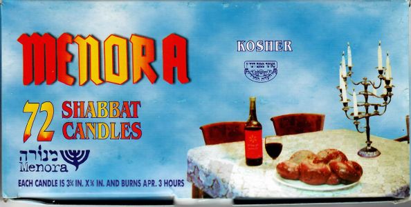 Menora Shabbat candles x 72