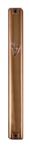 Plastic Mezuzah with Rubber Cork 12 cm, Copper-like finish