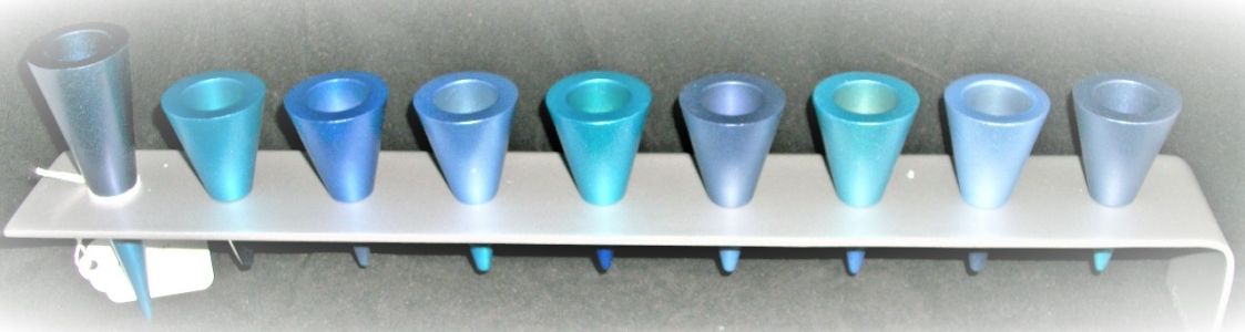 chanukah menorah blue cone