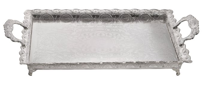Tray For candles Filigree Silver Plated large 21.5x 16″