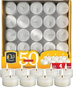 50pk. Tealights in Plastic Cup – Ohr