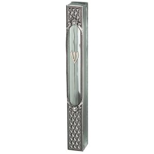 Glass Mezuza with Metal Plaque 15 cm