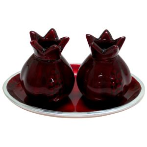 “Pomegranate” enamel candlesticks
