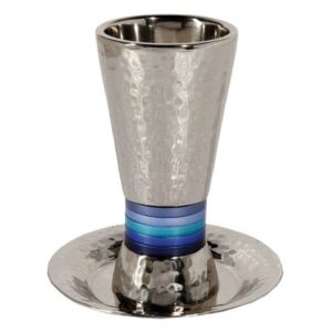Emanuel Kiddush Cup - Wide Rings - Blue