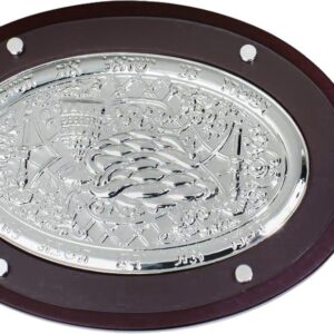 Challah Board Wood-Silver Plate Oval W/Knife 17" X 12.5"