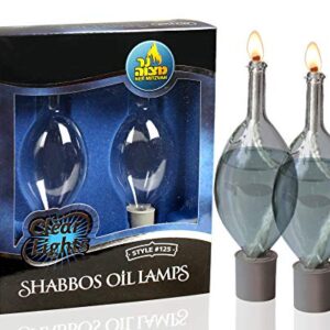 Ner Mitzvah Shabbos Oil Lamps, Clear Glass Style - 2 pack 80003