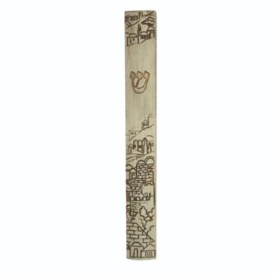 Polyresin Mezuzah Stone "Jerusalem" Design with Silicon Cork