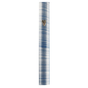 Aluminium Mezuzah 7cm 3D Painted- Blue Striped Design