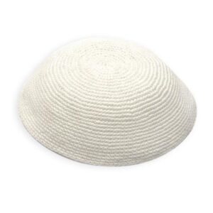 22297 Knitted Kippah Yarm Large Sheer White