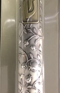 Mezuzah 12 cm Pomegranate Pewter Finish Gold Plated Shin