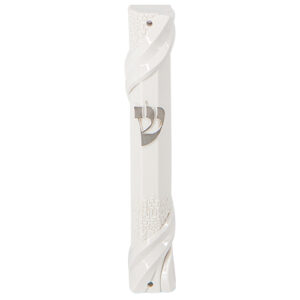 White Plastic Mezuzah 20 Cm With Rubber Cork - "jerusalem" Ornaments