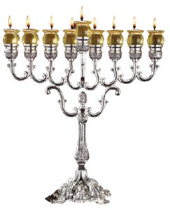 Silver Plated Oil Menorah 13 Height 30219