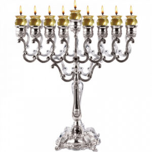 Silver Plated Oil Menorah 10"" Height" 30234