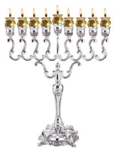 Silver Plated Oil Menorah 22.5"" Height" 30238