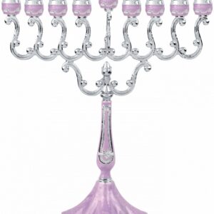 Menorah Marbleized Purple Plated Ner Mitzvah 31204