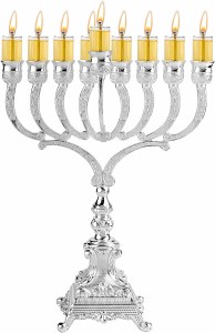 Silver Plated OIl Menorah- 11" 30663