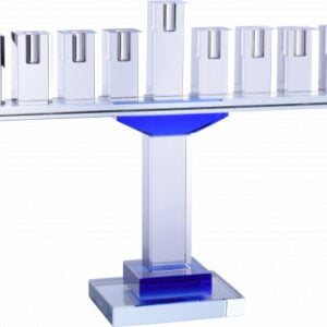 Crystal Glass Menorah-Blue 31265