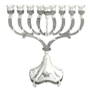 Silver Plated Antique Style Menorah Floral Arches P296K