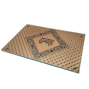 Challah Board Laser Cutting Metal Tray with Glass 100141