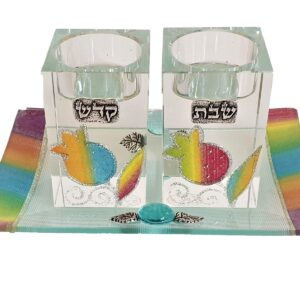 Crystal Candlestick With Colorful Pomegranate Tray 20063