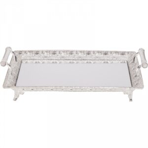 Sliver Plated Mirror Glass Tray Ner Mitzvah 30282
