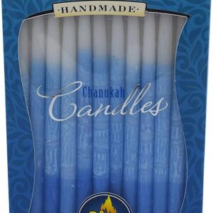 Decorated Ombre Blue White Chanukkah Candles Ner Mitzvah 28301