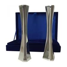 Shabbat candlesticks, Modern Design,Polished Aluminum