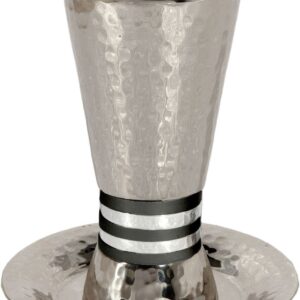 Emanuel Hammered Kiddush Cup - Black Rings