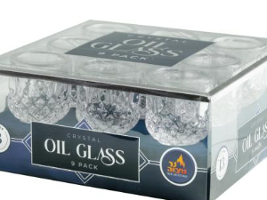 6 x 9PK. Crystal Oil Glass #13 - Silver Rim