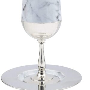 Kiddush Cup and Tray Set 6" Marble -Chrome Finish