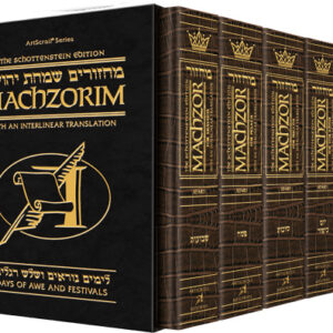 Schottenstein Interlinear Machzor 5 Vol. Set Full Size Alligator Leather - Sefard