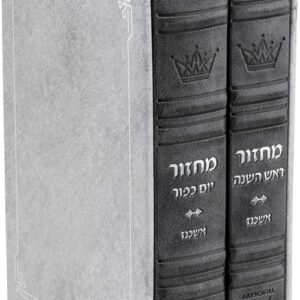 Machzor 2 Vol. Hebrew English Mid Size Ashkenaz Faux Leather - Grey